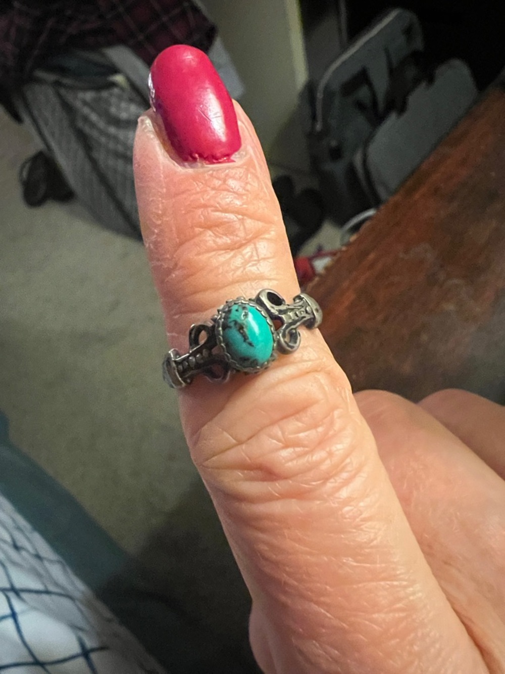 Turquoise Stone Silver Ring - Women's Blue Gem Ring
